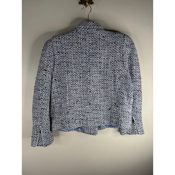 Generation Love Rocky Tweed Cropped Moto Jacket in Blue Melange Size XXL NWT - Picture 5 of 7